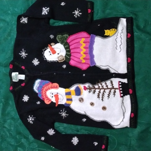 QUACKER FACTORY VINTAGE SNOW PEOPLE CARDIGAN SWEATER, EUC, MEDIUM - Picture 1 of 8